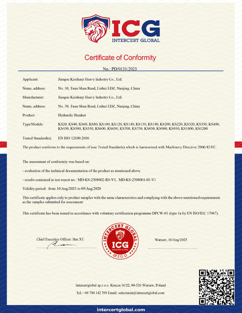 Trung Quốc Jiangsu Keisharp Heavy Industry Co., Ltd. Chứng chỉ